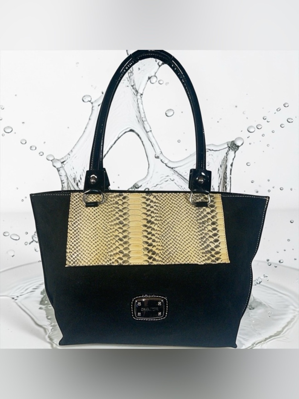 Crabtree suede patten leather shoulder bag.